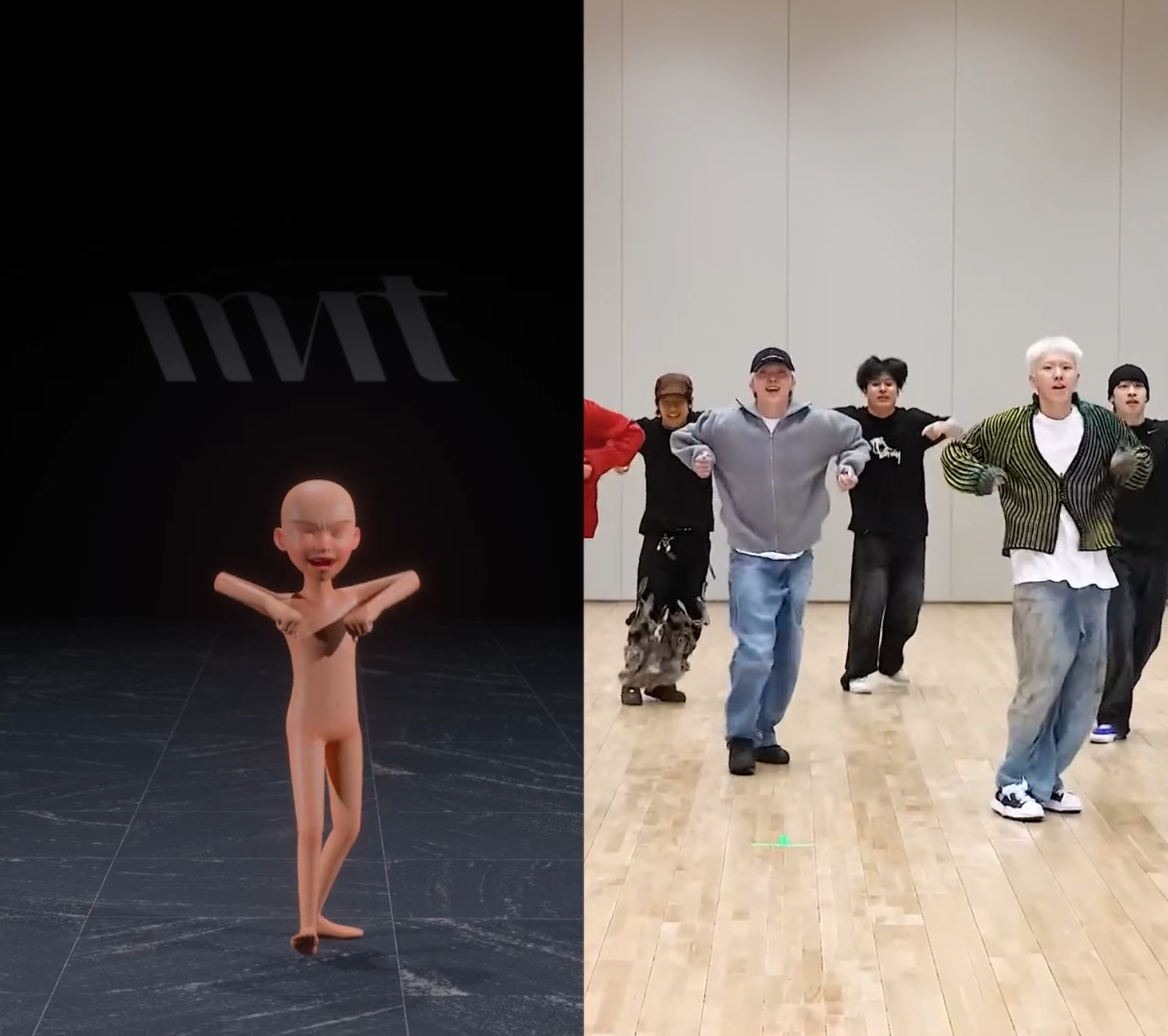 무븐트 테크데모 중 일부. 세븐틴(부석순)안무에 맞춰 아바타가 춤을 춘다 / 무븐트 제공